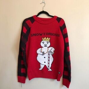 American Stitch Red and Black Snowtorious Sweater
